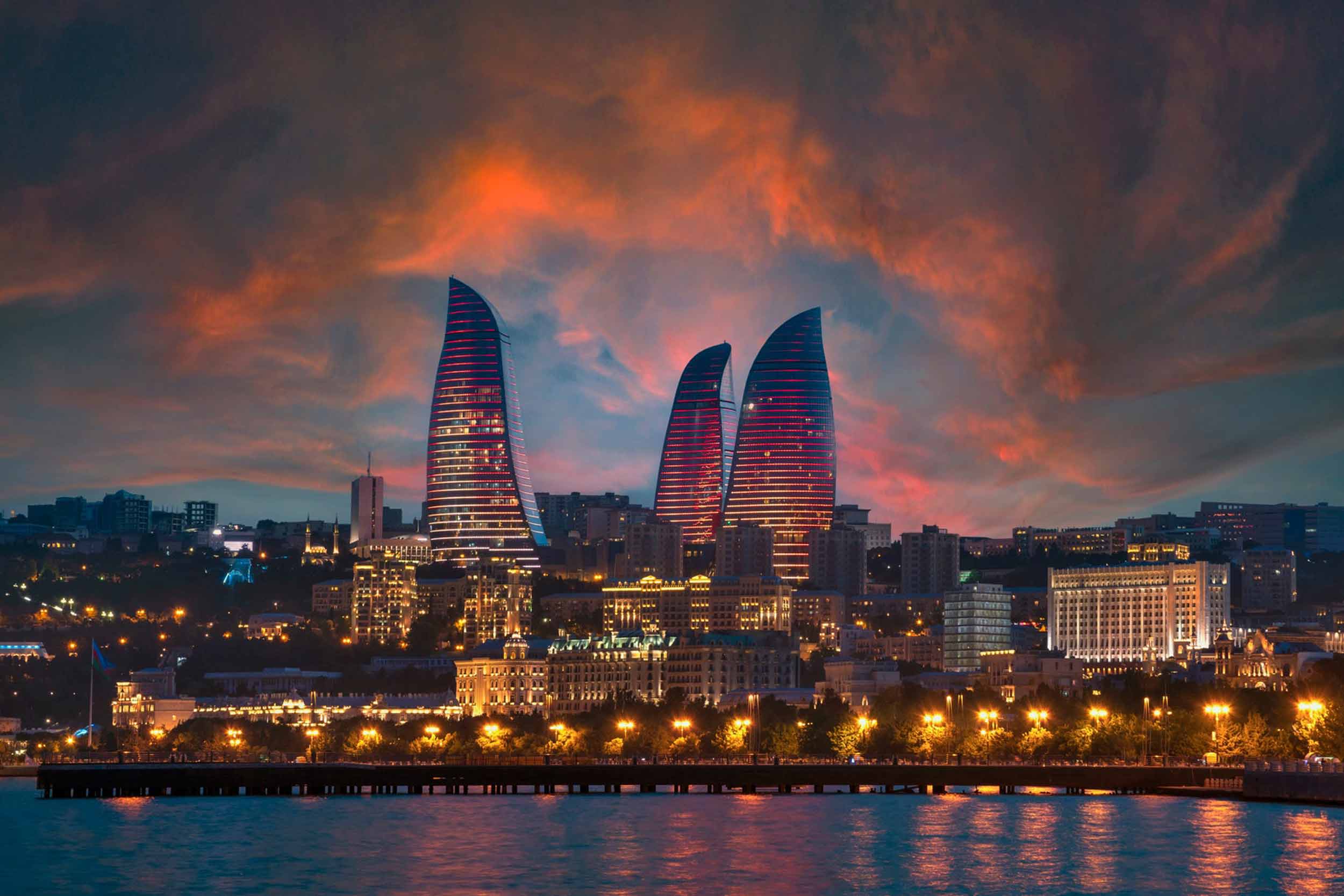 Sunset view of Baku, the capital of Azerbaijan