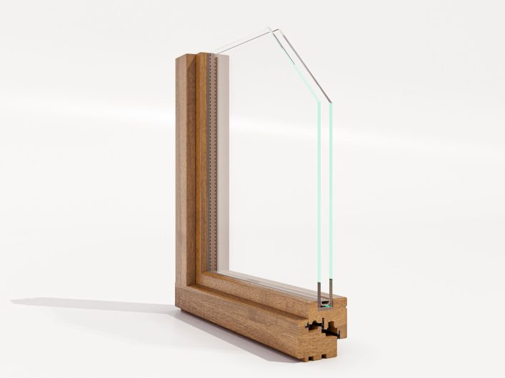 Klima 80 Slim corner unit with modern glazing bead, external view